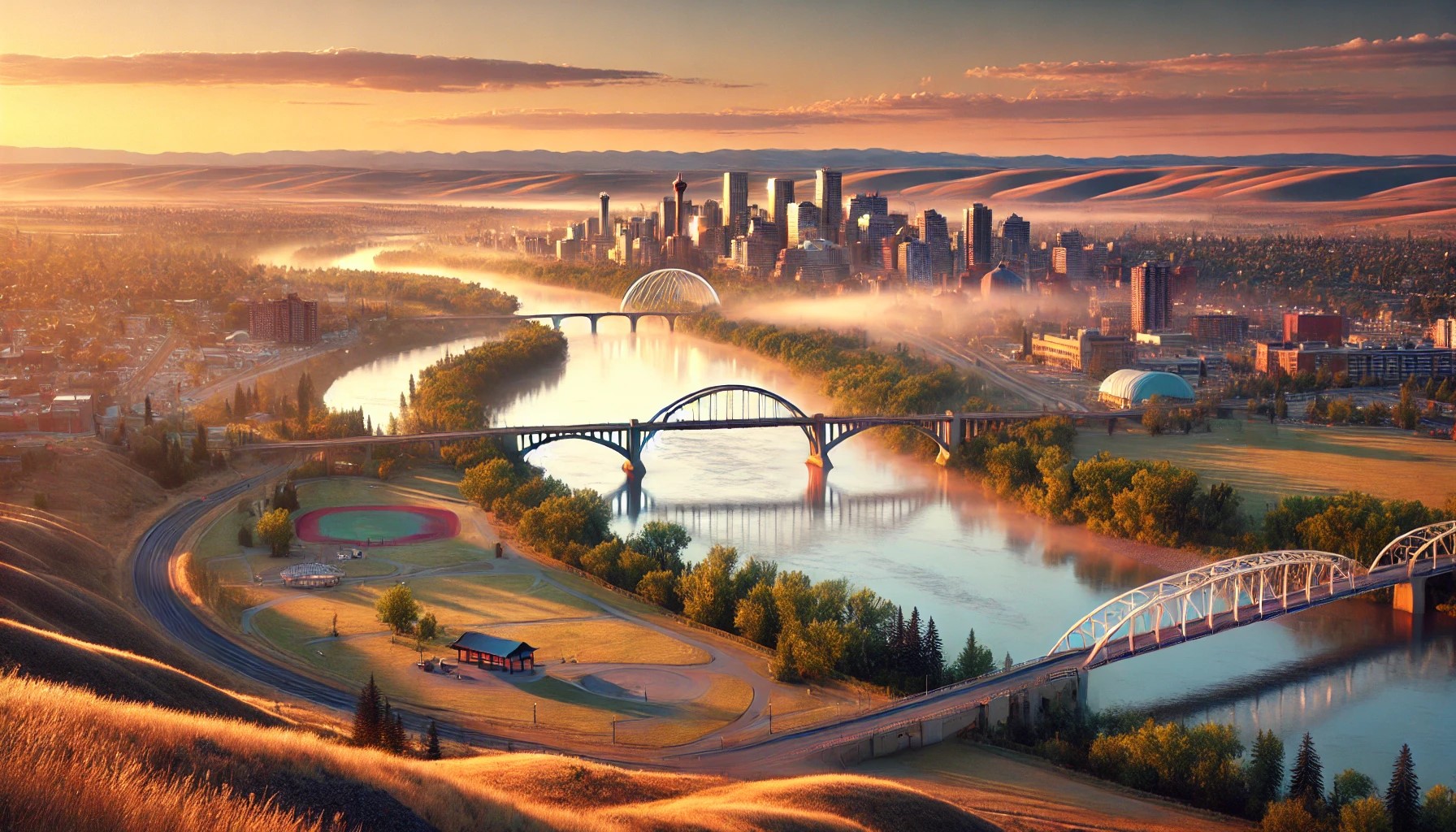 Lethbridge Rehab skyline featuring High Level Bridge